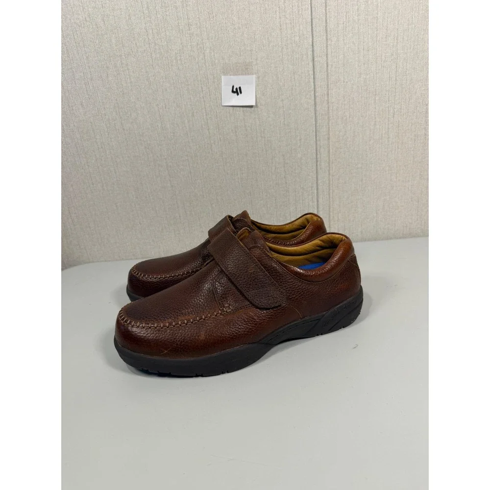 Dr. Comfort Scott Brown Leather Orthopedic Shoes 10.5 XW Hook Loop STK 9020 Men